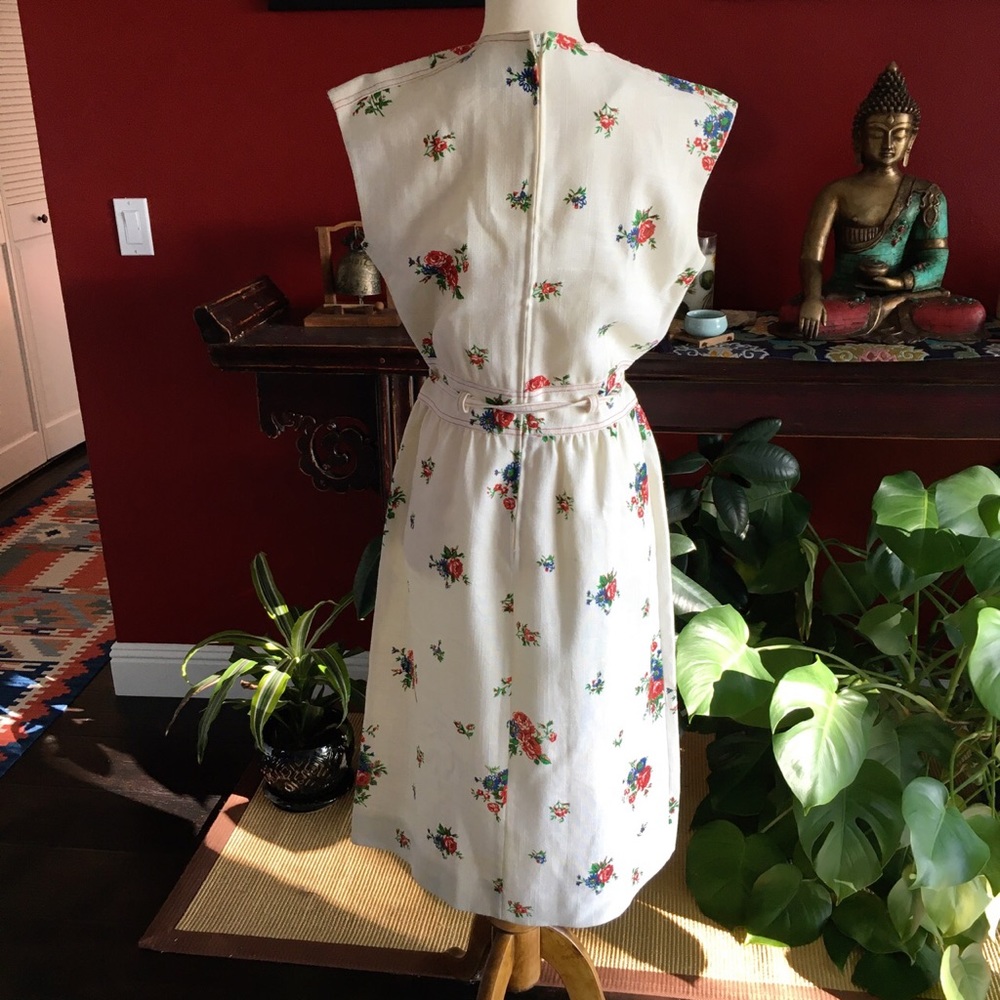Vintage floral linen midi dress - Picture 3 of 6